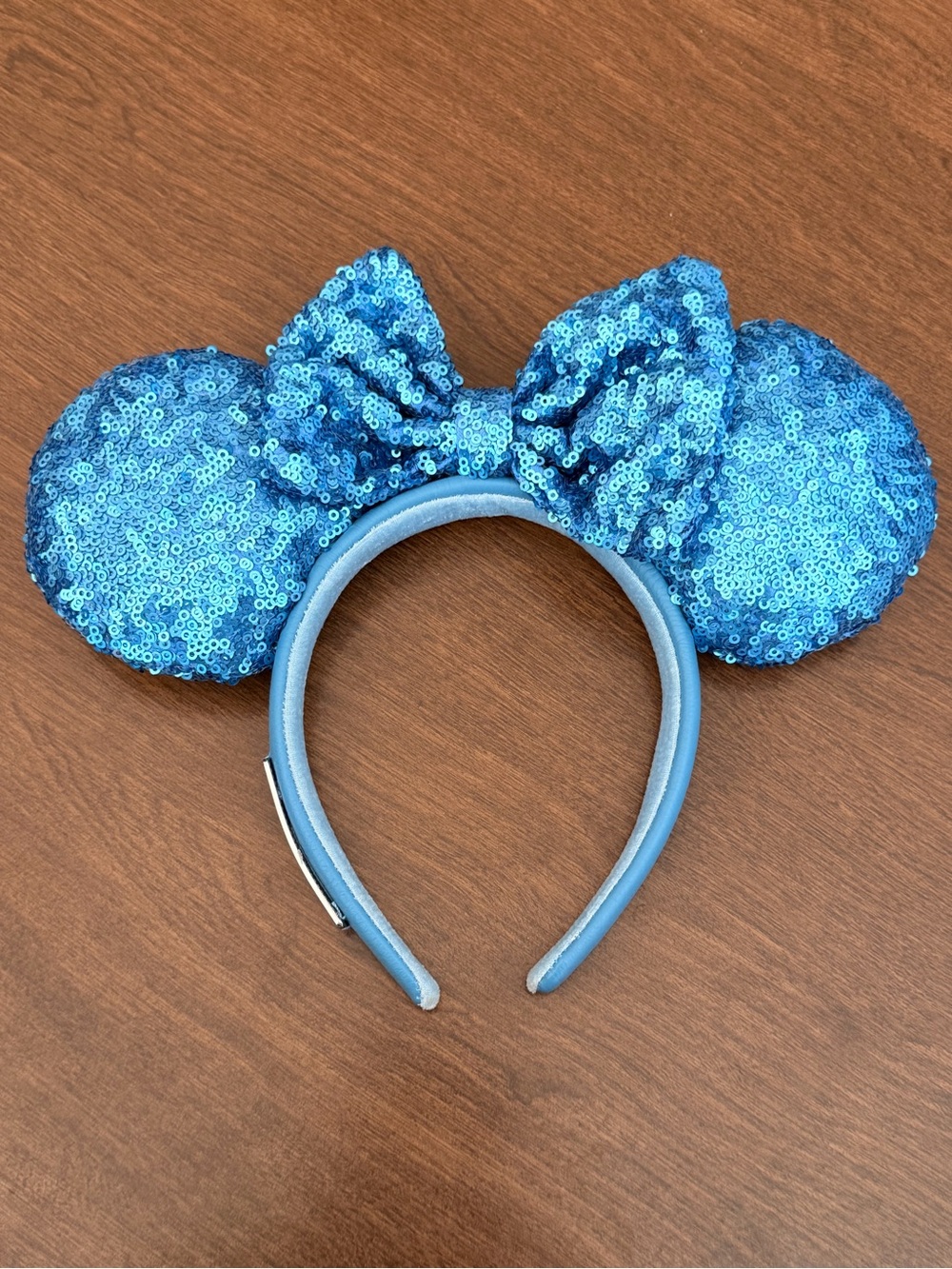 Disney Ears Loungefly Blue Hydrangea Sequined Minnie Mouse Headband 2024 EUC